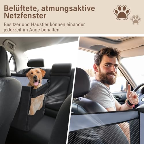 Hundetransportbox für Auto, Autositz für Hunde mit atmungsaktivem Netzfenster, verstellbarer Sicherheitsgurt, wasserdicht, für kleine Hunde (49 x 49 x 38 cm) - Schwarz