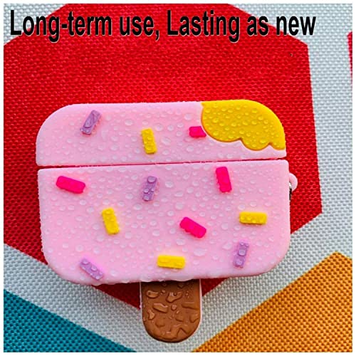 Image of Prolet New Cute 3D Cartoon Design Cases Compatible with Airpods Pro Case Cover, 360 Full-Body Protective Case Shockproof Skin Cover-Ice Cream Pink