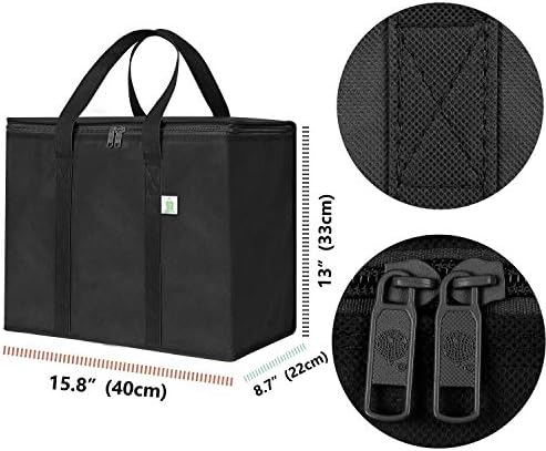 VENO Insulated Reusable Grocery Bag, Food Delivery, Durable, Heavy Duty, Large Size, Stands Upright, Collapsible, Sustainable