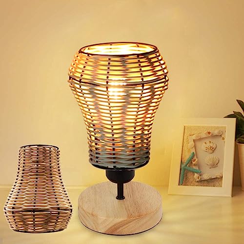 Rattan 2 Pack Lampshade -Brown Woven Lamp Shade Small,Set Of 2 Rattan Handmade Macrame Lamp Shades For Pendant Floor Lamp,Table Lamp,Wall Lamp,Boho Replacement Lamp Shades #TOP7