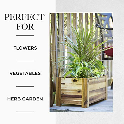 Avera Products | Raised Garden Bed | Rectangle Wood Planter Box | The Perfect Wooden Flower Box | 16" X 7.5" X 6.5" | Great Small Vegetable Or Herb Garden | Decorate Your Yard Or Porch #TOP6