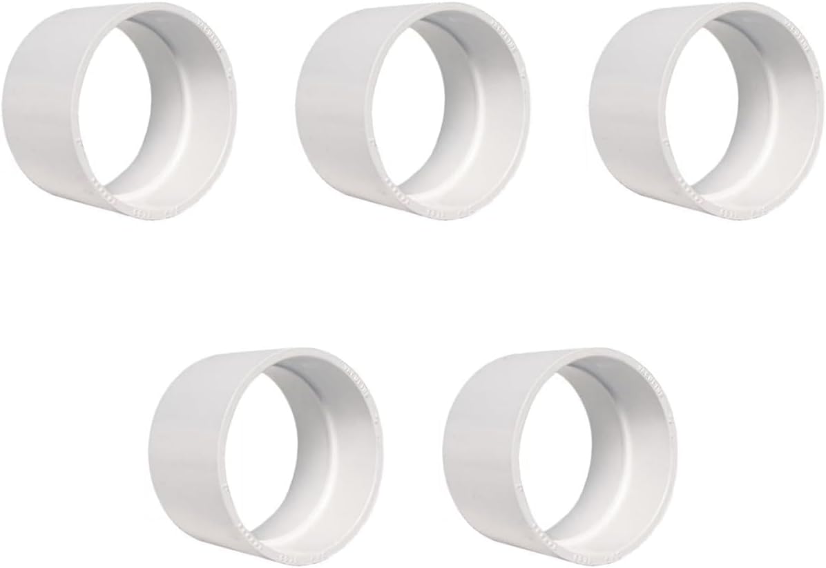 Central Vacuum Stop Coupling - 2" Built-in PVC Pipe Fitting - 5 Pack