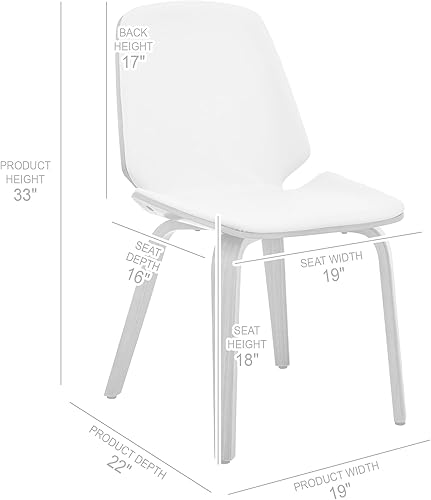 Miniatura 3 de Armen Living Brinley Mid Century - Silla auxiliar moderna de piel sintética color crema y madera de nogal para comedor, mesa de cocina, escritorio,