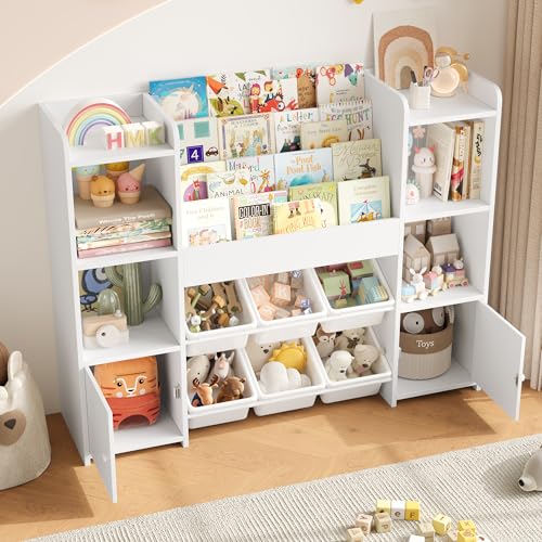 FOREHILL Mueble Almacenaje Juguetes, Mueble Juguetes Organizador, Librería Infantil Montessori, Estantería Infantil para Jugetes Libros, Organizador Juguetes Infantil con 6 Cajas, Blanco 119x29.5x94cm - imagen 5