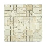 Mosaico in Travertino Antico Avorio, Stile Romano Autentico