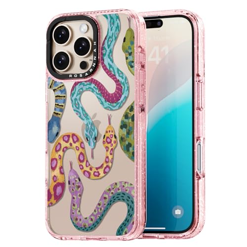 Rosarnnah for iPhone 16 Pro Max Case Aesthetic Pink, Snake