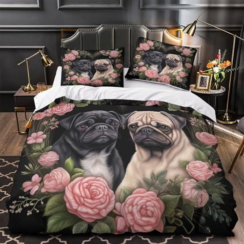 Housse de couette microfibre 220x240 fleurs de pavot lit King