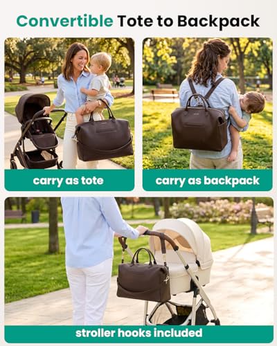 MINKARS Modern Diaper Bag (Maple) - Vegan Leather Hospi...
