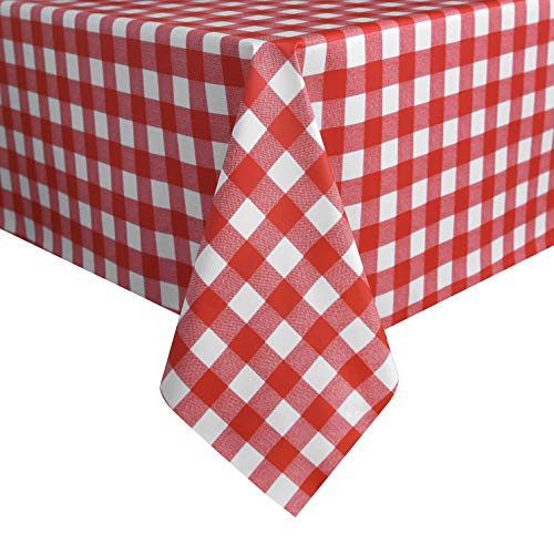 Obstal 100% Waterproof Pvc Table Cloth, Oil-Proof Spill-Proof Vinyl Rectangle Tablecloth, Wipeable Table Cover For Outdoor And Indoor Use, 54X78 Inch, Red And White Checkered Pattern #TOP2
