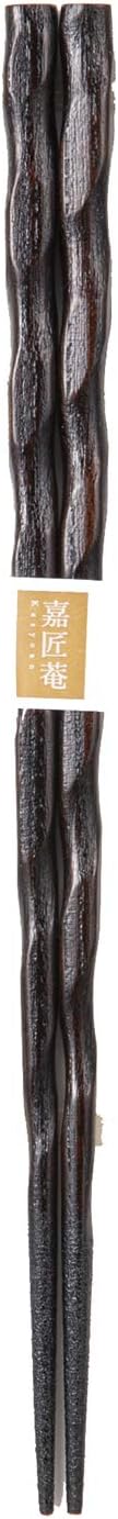 Yamanaka Lacquerware SF-0779 Spiral Chopsticks with Anti-Slip Material, Keyakiza, Burnt Brown