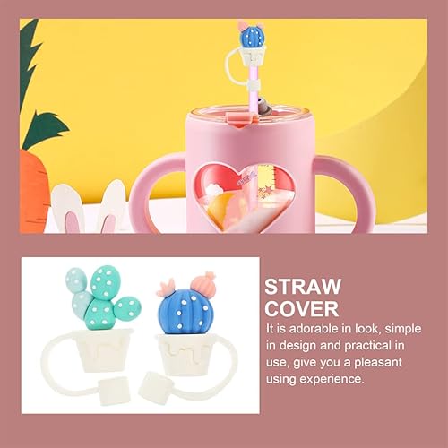 Miniatura 4 de Healifty Tapones de paja para vasos, paquete de 8 tapas reutilizables de silicona para popotes de 0.315 a 0.315 pulgadas