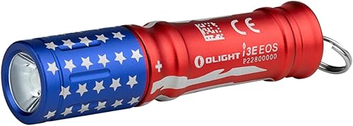 OLIGHT - Linterna i3E EOS EDC AAA de 90 lúmenes, con lente de polimetilmetacrilato TIR, compacta, para llavero, noche y campamento, azul y rojo a