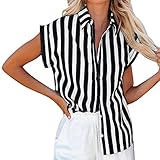 ♬ Características: Blusas y camisas a rayas de manga corta para mujer, camiseta deportiva cuello en v suelto informal de moda verano elegante túnica tops shirts original tee con botones. Tops de manga corta con cuello en V, estilo túnica breve, diseño estrecho a la moda, estas blusas clásicas de túnica son perfectas para mujeres.