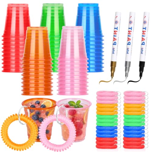50 PCS Plastic Shot Glasses 2oz Colorful Mini Solo Cups for Shots by SMAODSGN - Used condition - US$17.09