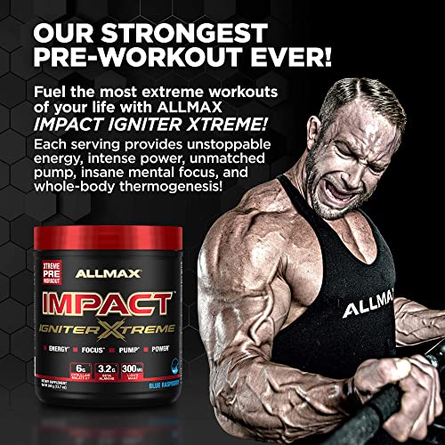Allmax Nutrition - Impact Igniter Extreme Pre Workout Powder - With Citrulline Malate, Beta - Alanine, Caffeine, Taurine, And, Betaine Anhydrous (Fruit Punch) #TOP2
