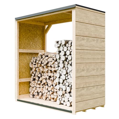Caseta de Exteriores para leña 1,14 m² - 75 x 153 x H159 cm - Almacén de leña de Exteriores para jardín, Resistente a la Intemperie - M980-1