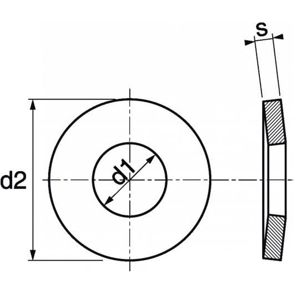 200 Rondelle coniche dinamiche 5 mm, DIN 2093, UNI 8737, in acciaio inox A1, D-Work