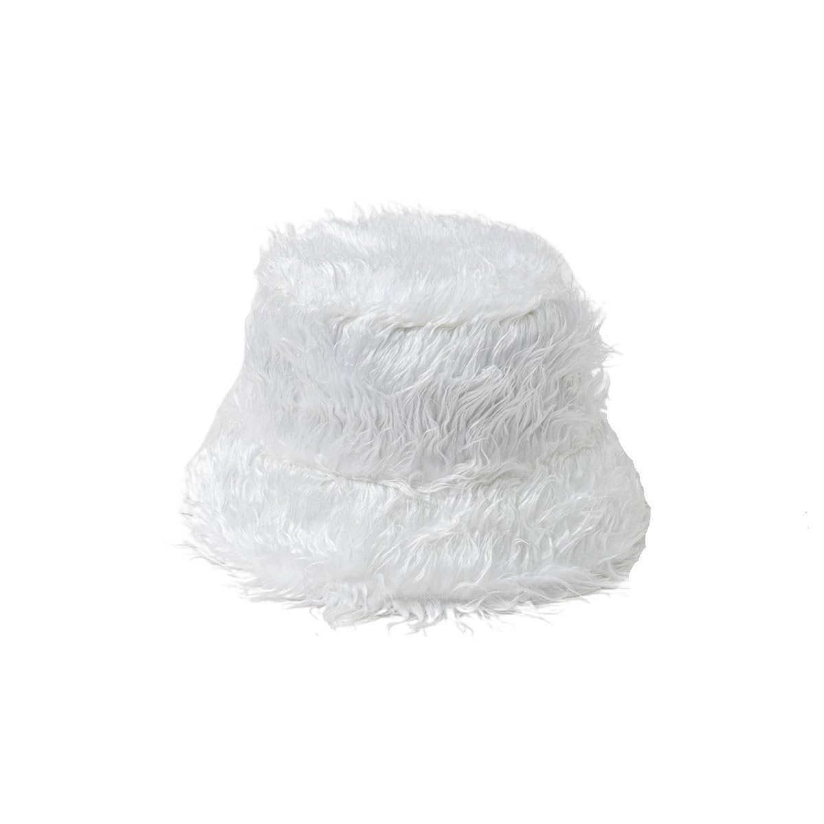 Chapeau seau fausse fourrure femme blanc, casquette pêcheur chaude peluche