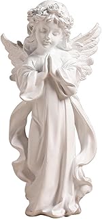 Praying Angel with Wings Garden Statue, Fairy Prayer Angel Figure Resin Ornament, Angel Statue Resin White Wings Angel Statue, Indoor Outdoor Home Garden Decoration