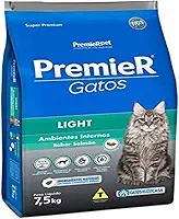 PremieR Pet Ambientes Internos Ração Seca Light para Gatos Adultos Sabor Salmão 7,5Kg