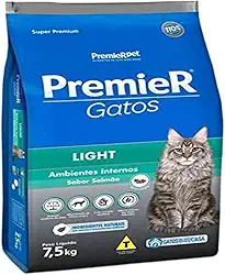 PremieR Pet Ambientes Internos Ração Seca Light para Gatos Adultos Sabor Salmão 7,5Kg