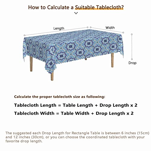 Lirduipu Moroccan Pattern Tablecloth 52X70 Inch, Rectangle Table Clothes For 4 Ft Tables - Waterproof Stain Wrinkle Resistant Reusable Print Table Cover For Kitchen Indoor Outdoor Events Party Decor #TOP5