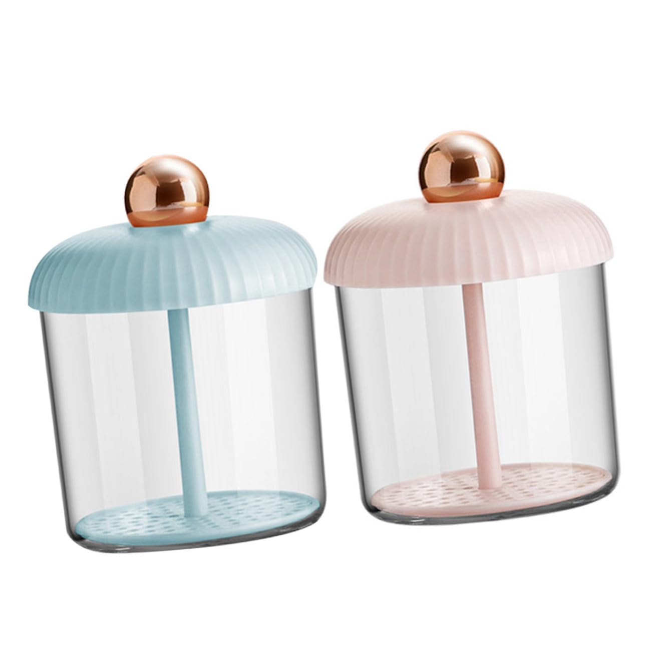 2Pcs Foam Bubble Maker Cups for Face Wash, Quick 5-Second Foaming Tool with Breathable Multi-Hole Press Plate, Facial Cleanser Foam Maker for Skincare Routine (Pink Gold + Blue