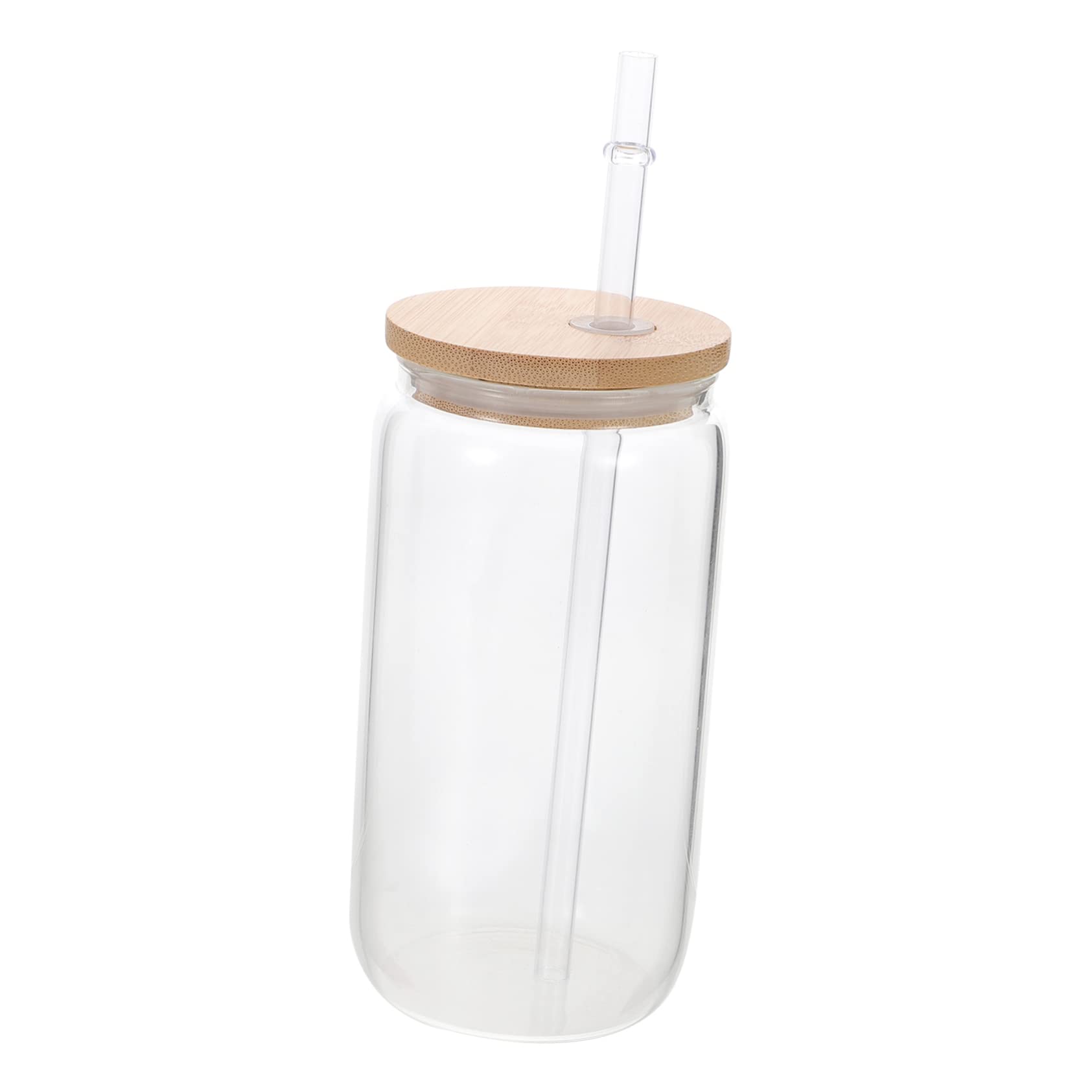 KICHOUSE 12oz Stylish High Borosilicate Glass Cups Straw Lid Iced Glasses for Home