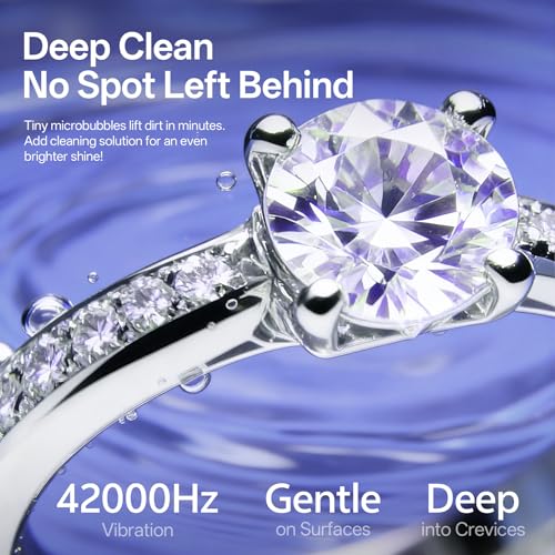 Image of Ultrasonic Jewelry Cleaner Machine with Purifying Light, Detachable Retainer Cleaner for Jewelry, Retainers, Dentures, 42kHz Ultrasonic Cleaner with 3 Modes, Waterproof, for family, White