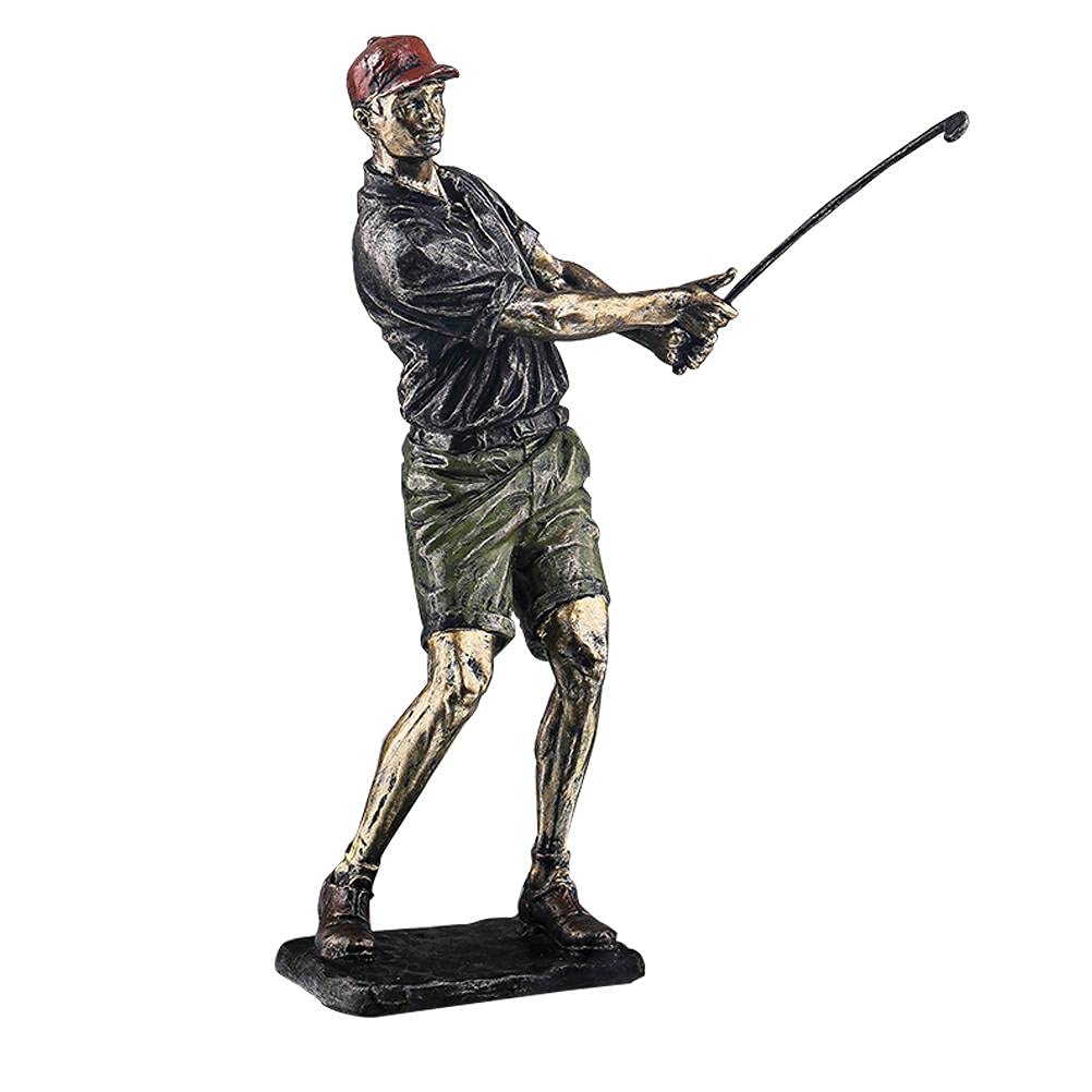 Bticx Green Golfer Statues, Luxury Character Figurine, Creative Modern Sport Statue Art Figurines, Nordic Crafts For Office Desk Living Room Home Decoration