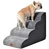 EHEYCIGA Curved Dog Stairs Ramp for High Beds 19.7″ H, 4-Step Dog Steps for Small Dogs and Cats, Pet Stairs for High Bed Climbing, Non-Slip Balanced Pet Step Indoor, Grey