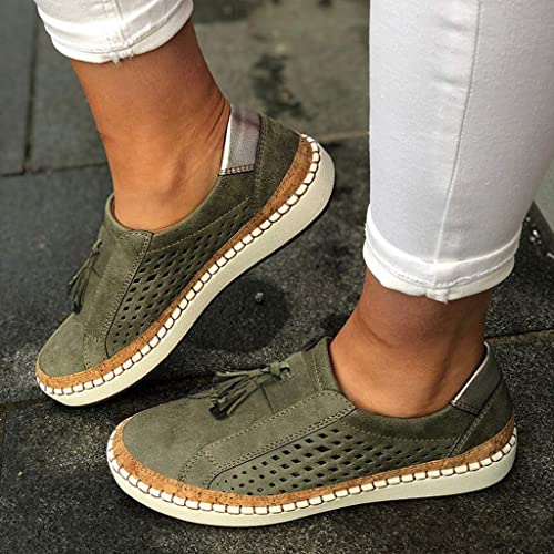 Womens Walking Shoes Comfortable Loafers Breathable Mesh Sneakers Comfort Wear Orthowear Shoes Slip On Tassel Loafers Canvas Comfy Sneakers Women Lightweight Going Out Flats Casual Footwear 20252