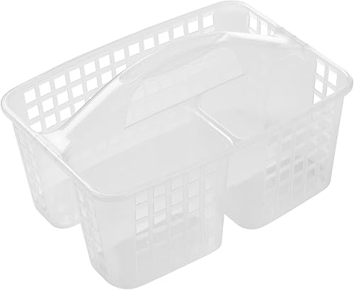 Miniatura 2 de ALINK Cesta de ducha de plástico con compartimentos, organizador portátil de almacenamiento de suministros de limpieza dividido con asa para