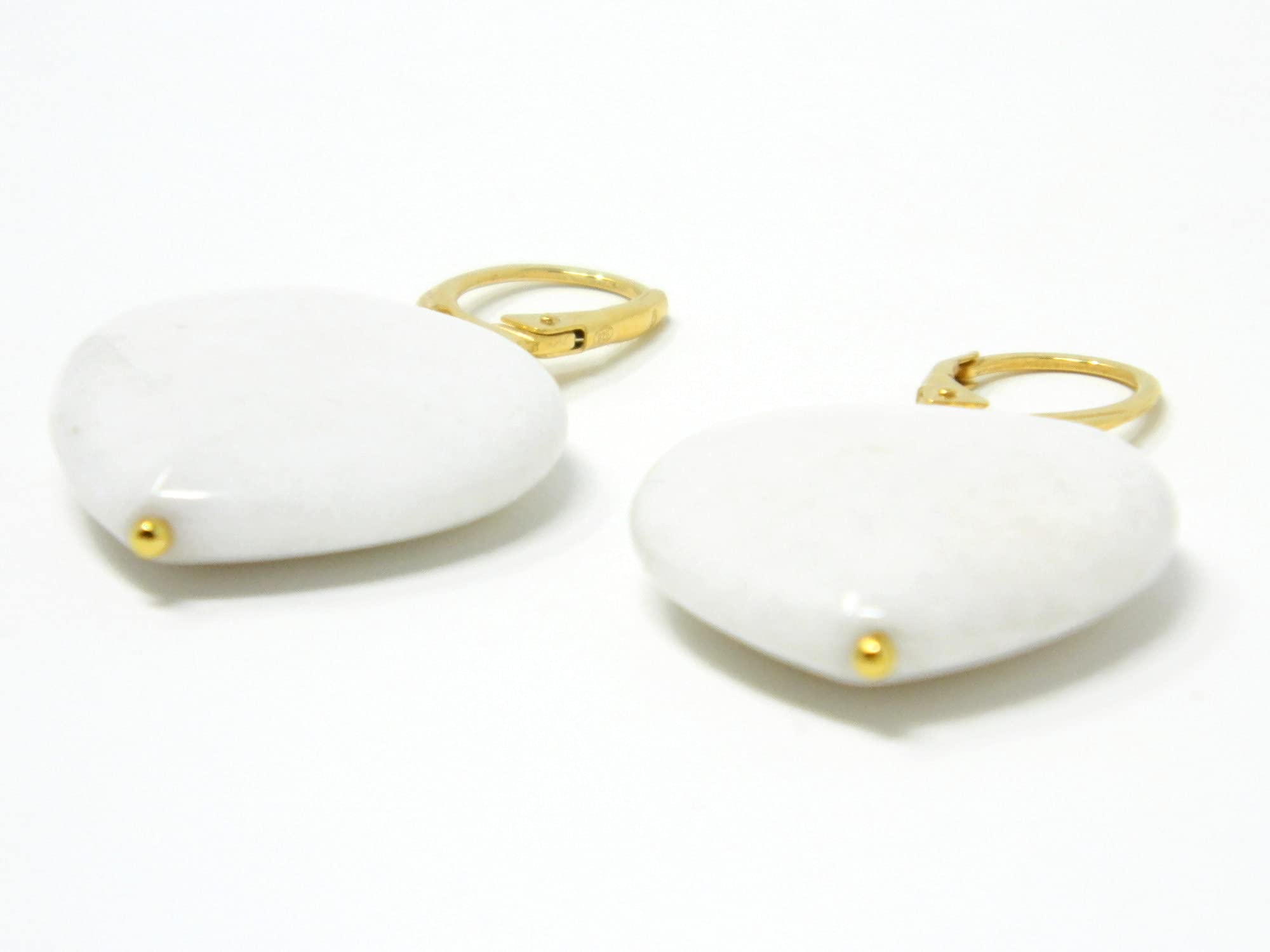 DodiGioielli Orecchini Pendenti Donna Agata Bianca a Cuore | Argento 925 Placcato Oro Giallo, Gioielli Artigianali, Made in Italy, Anallergici