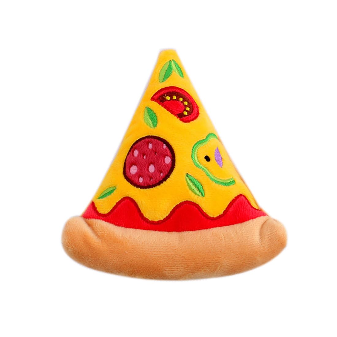 Yimuzche Pizza Shaped Dog Toys Squeaky Dolls Plush Food Fun (Pizza)