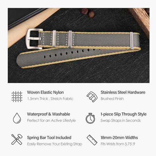 Image of watchdives Nylon Watch Band 20mm 22mm Multicolor Replacement Watch Straps for Men Women