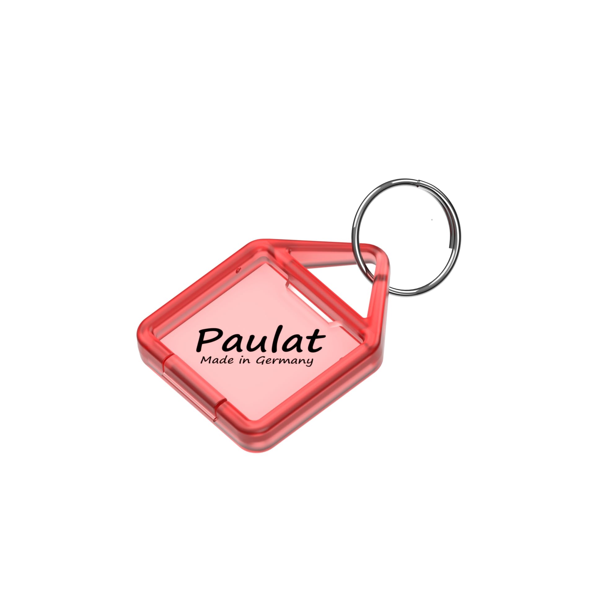 Paulat Schlüsselanhänger Nr. 14 (klein) aufklappbar, 20 oder 50 Stück, aus Kunststoff mit Ring, beidseitig lesbar & beschriftbar, in 8 Farben wählbar (20 Stück, transparent-rot (25))