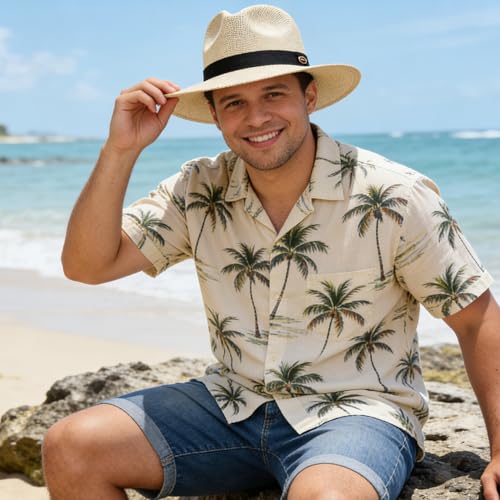 Sombrero de paja estilo fedora unisex para verano miniatura 3