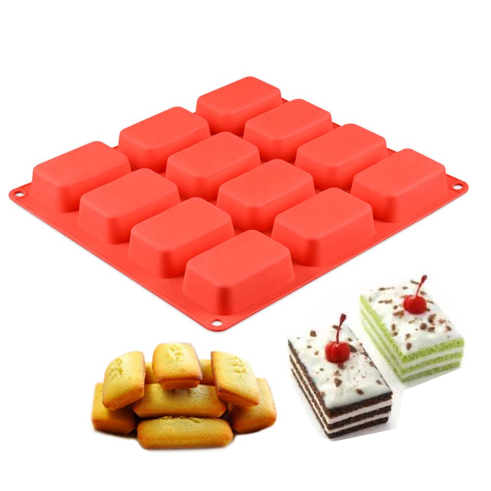 ECHODONE 12 Cavities Rectangle Soap Mold DIY Handmade Silicone Mold for Soap Making Candle Cake Baking Lotion Bar Molds