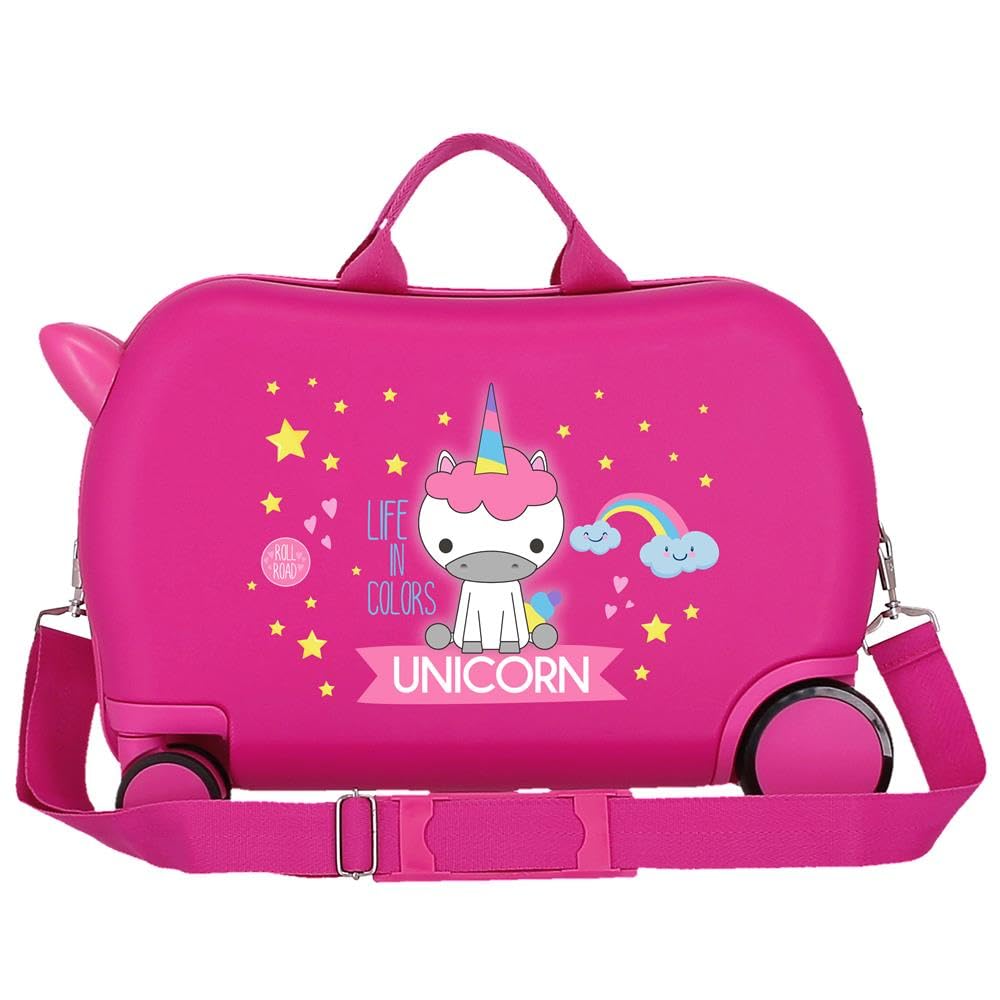 Roll Road Little me Unicorn Valigia per bambini rosa 45 x 31 x 20 cm Rigida ABS 24,6 L 1,8 kg 4 ruote Bagaglio mano, Rosa, Valigia per bambini