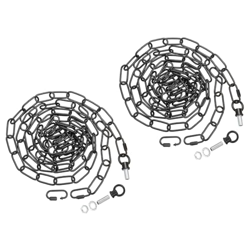 Image of PATIKIL 10 Feet Lighting Chain for Hanging Lamp, 2 Set Chandelier Chain Light Fixture Chain Load Capacity 65 Lbs for Pendant Light, Ceiling Fan, Black
