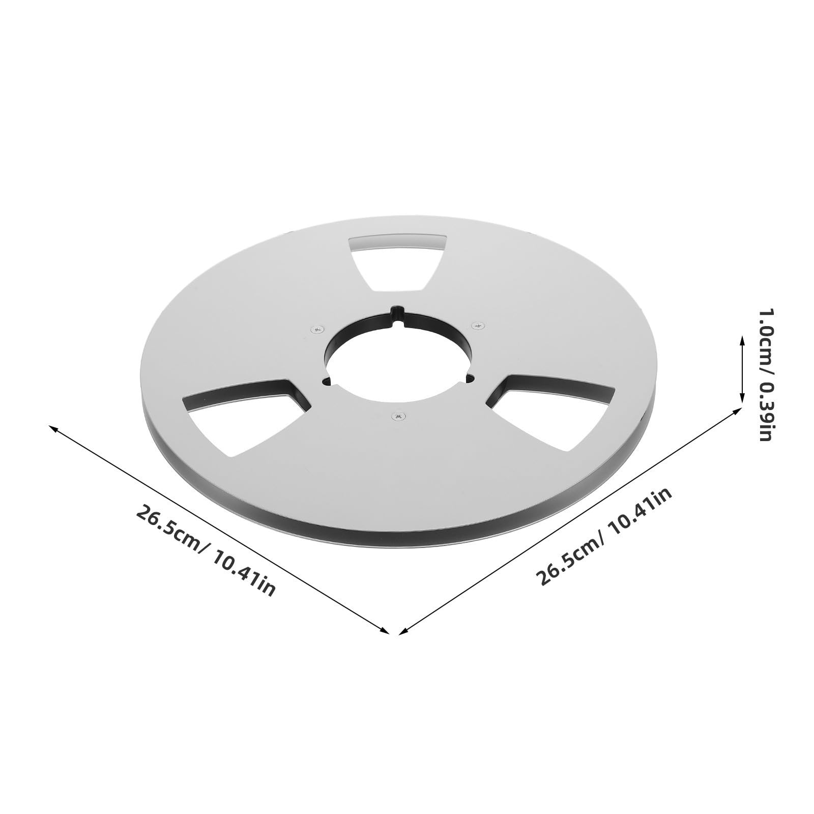 Carrete Vacío de 10 Pulgadas, Metal Plata, Diseño de 3 Orificios