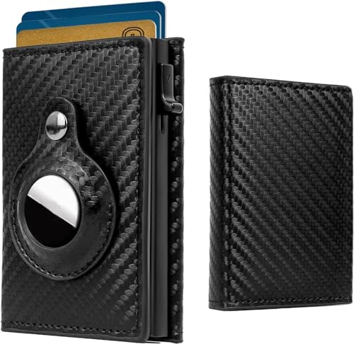 FADACHY Mens Wallet with Holder,Minimalist Card Holder,Carbon Fiber RFID Technology Credit Card Holder for Women Men with ID Windows,Stealth Holder