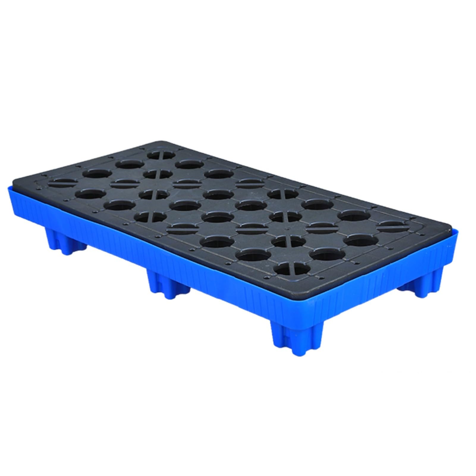 GOCHUSX Spill Containment Platform, Drum Spill Platform, Lightweight Floor Pallet with Breathable Grid, Spill Containment Platform for Warehouses Factory Industria(Blue,120x60x17cm-1PC)