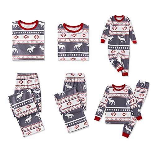 IFFEI Matching Family Pajamas Sets Christmas PJ's Sleepwear Reindeer Patterned Top and Pants