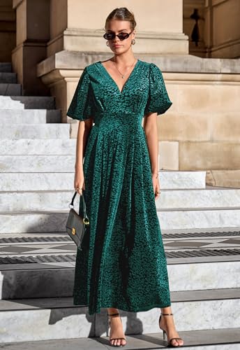 Image of Sissyaki Velvet Maxi Dress Fall Wedding Guest Dress 2026 | Semi Formal to Formal Events, Family Pictures, Holiday Party Dinner Dress
