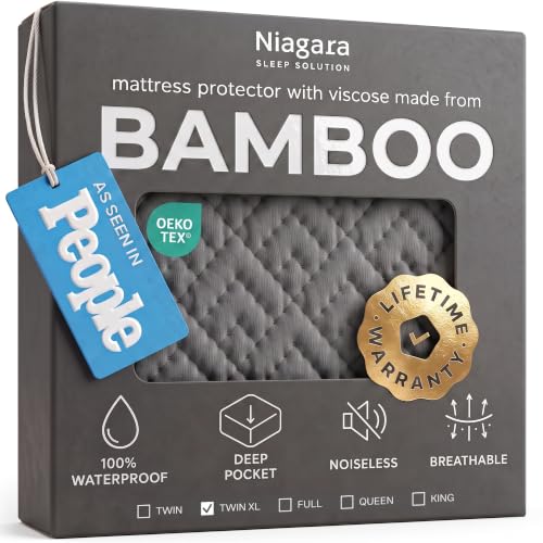 Image of 100% Waterproof Noiseless & Breathable Twin XL Size Mattress Protector Gray