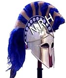 Nautical Replica Hub Medieval Greek Corinthian Helmet with Blue and White Plume Halloween Costume