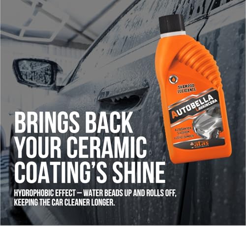 Image of Car Wash and Wax - High Foaming pH Neutral Car Soap, 100:1 Concentrated for More Washes, Safe for Wax & Ceramic, Glossy Finish, For Foam Cannon & Bucket - Premium Italian Formula, 33.8 Oz
