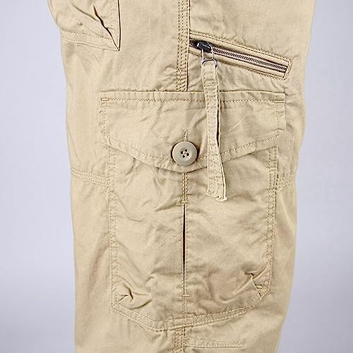 Jinda Men's Capri Cargo Pants Work Utility Pants Bottom Closed Back Flap Pocket Casual Long Shorts4